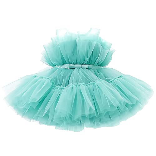 NNJXD Baby Mädchen Kleid Schleife Kleider Tutu Flauschige Taufe Prinzessin Größe (80) 6-12 Monate 766 Grün-A von NNJXD