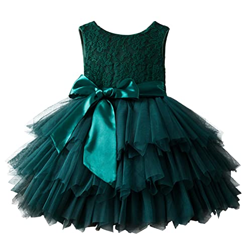 NNJXD Baby Mädchen Partykleid Tutu Spitze Kleinkind Mädchen Taufe Prinzessin 1928 Grün Größe (100) 2-3 Jahre von NNJXD