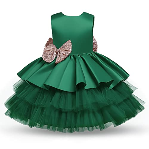 NNJXD Baby Mädchen Prinzessin Kleid Bowknot Pailletten Festzug Hochzeit Tutu Kleid Größe120 (4-5 Jahre) 730 Grün-A von NNJXD