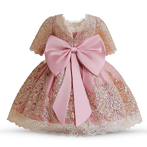 NNJXD Baby Mädchen Tutu Kleid Säugling Taufe Blume Hochzeit Geburtstag Party Festzug Kleid 2030 Rosa Größe(120) 4-5 Jahre von NNJXD