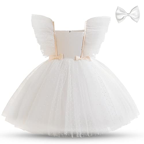 NNJXD Kleinkind Infant Baby Mädchen Polka Dot Tüll Kleid Party Bowknot Tutu Kleid 2012 Weiß Größe (110) 3-4 Jahre von NNJXD