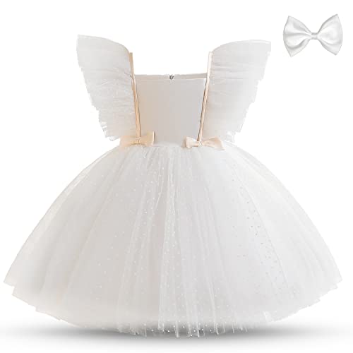 NNJXD Kleinkind Infant Baby Mädchen Polka Dot Tüll Kleid Party Bowknot Tutu Kleid 2012 Weiß Größe (80) 6-12 Monate von NNJXD