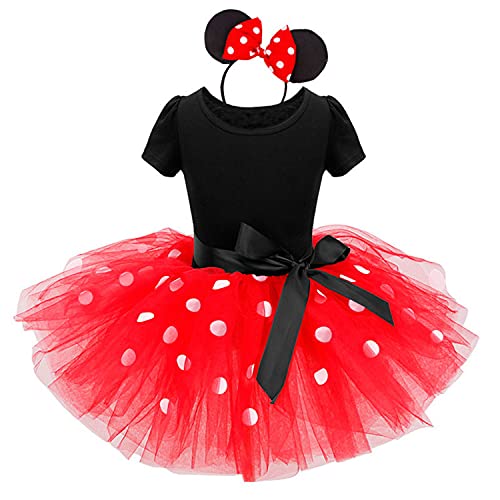 NNJXD Kleinkinder Mädchen Weihnachten Tupfen Geburtstag Kleinkind Prinzessin Tutu Karneval Kleid Größe (110) 3-4 Jahre Rot von NNJXD