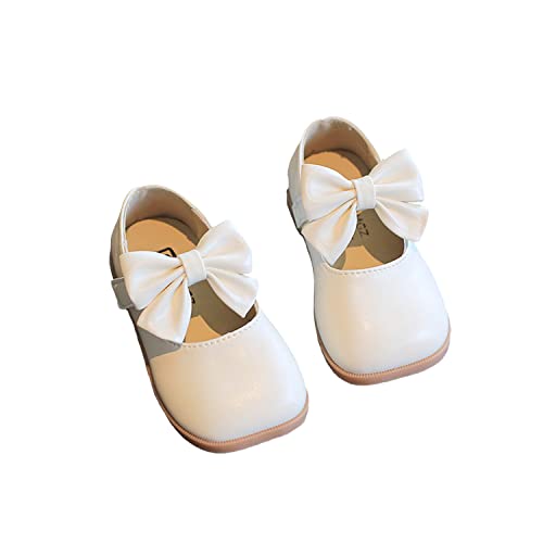 NNJXD Mädchen Mary Jane Loafers Ballet Bow Princess Schuhe 25(15cm/5.85") P0062 Weiß von NNJXD