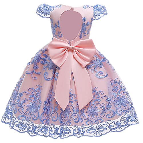 NNJXD Mädchen Tüll Blume Prinzessin Halloween Party Kleid für Kinder Größe (110) 3-4 Jahre 704 Blau von NNJXD