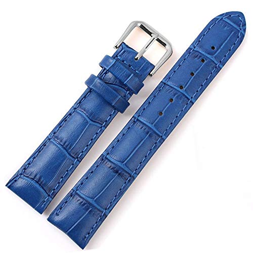 Kalbsleder Ersatz Leder Uhrenarmband Slub Muster MulticolorValentine Geschenke, blau, 20 mm, Riemen, verstellbar von NO BRAND