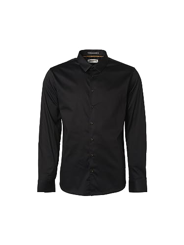 NO EXCESS Basic Stretch Herren-Hemd Satin (L, Black) von NO EXCESS