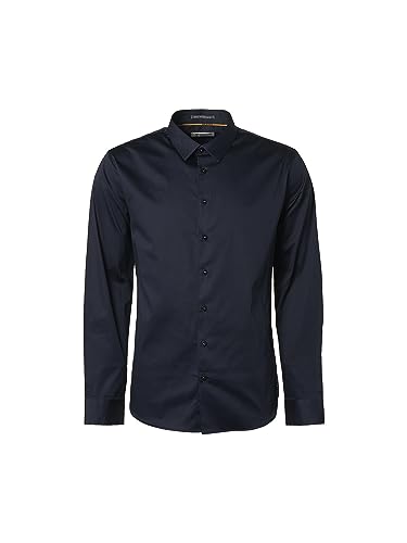 NO EXCESS Basic Stretch Herren-Hemd Satin (XL, Navy) von NO EXCESS