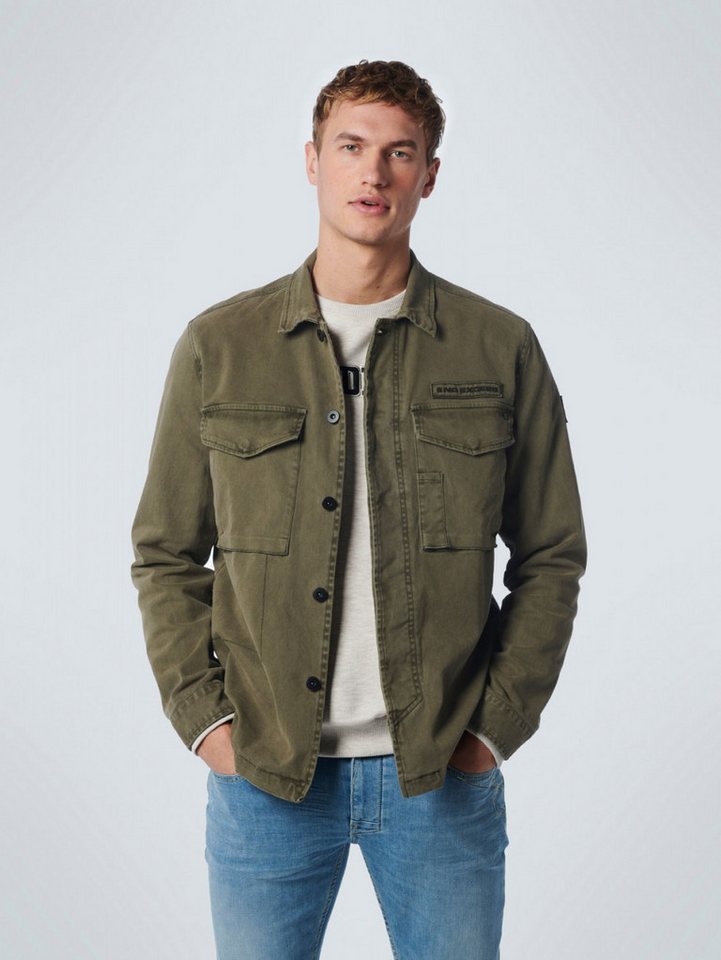 NO EXCESS Flanellhemd Overshirt Button Closure Garment Dyed Stretch Army von NO EXCESS