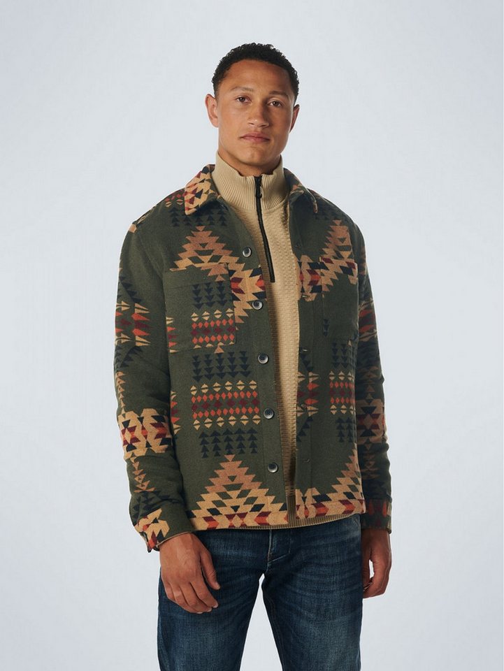 NO EXCESS Flanellhemd Overshirt Button Closure Pattern DK GREEN von NO EXCESS