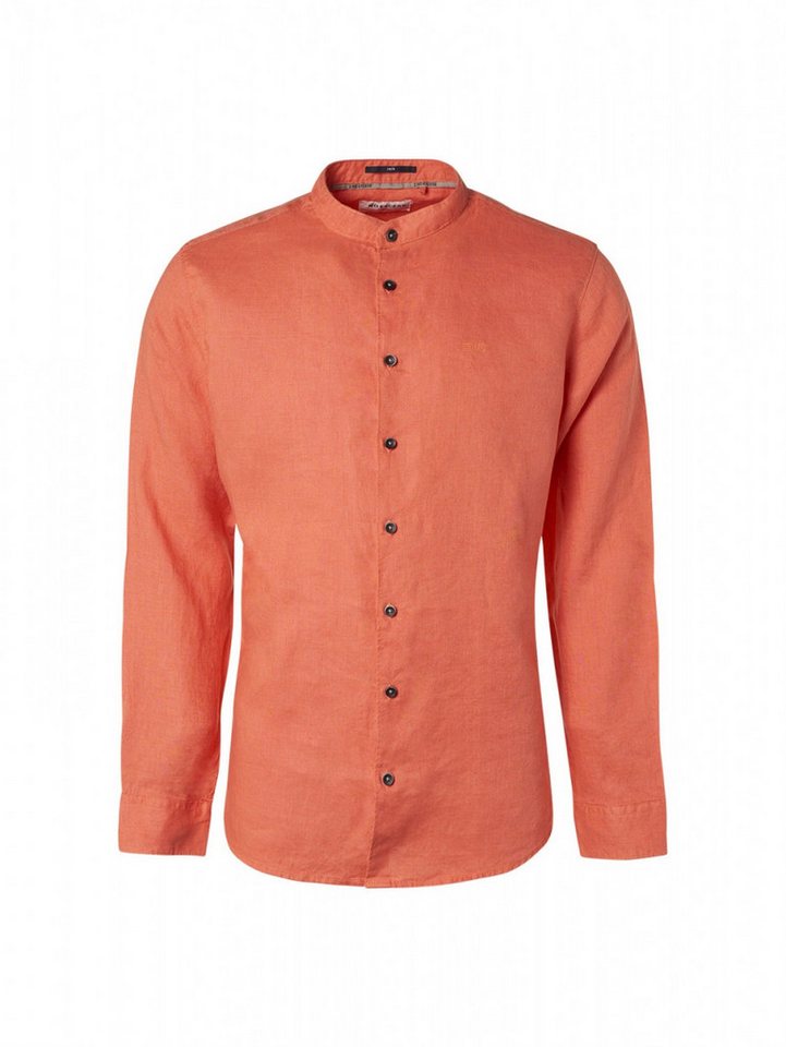 NO EXCESS Flanellhemd Shirt Granddad Linen Solid Papaya von NO EXCESS