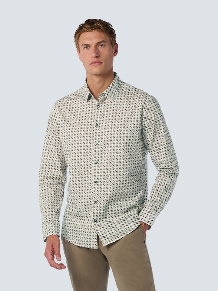 NO EXCESS Flanellhemd Shirt Stretch Allover Printed Aubergine von NO EXCESS