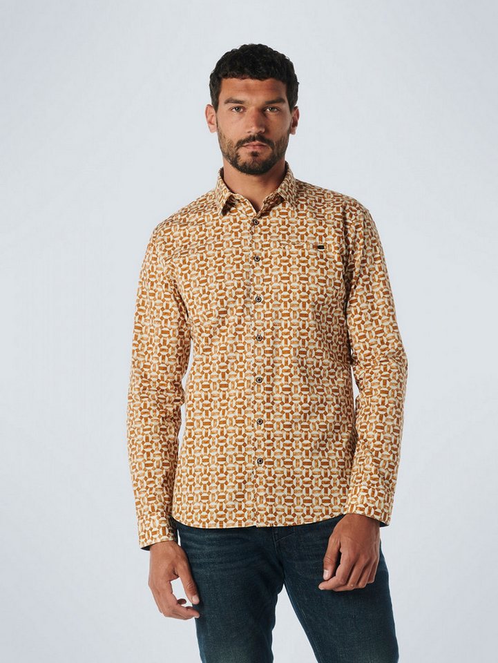NO EXCESS Flanellhemd Shirt Stretch Allover Printed CARAMEL von NO EXCESS