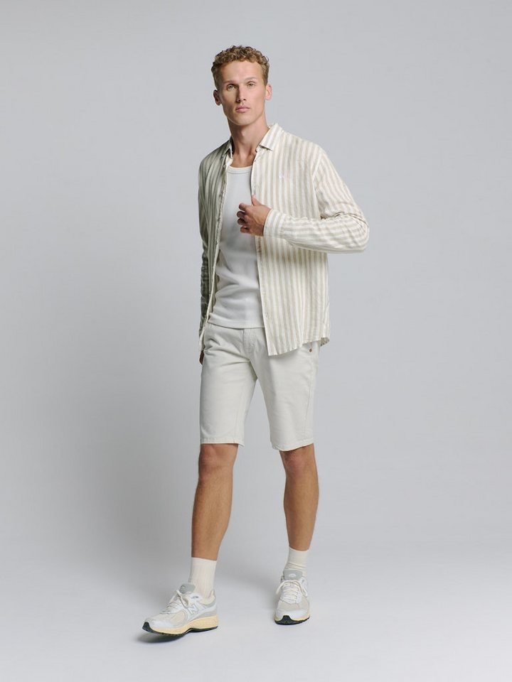 NO EXCESS Flanellhemd Shirt Verical Big stripes With Linen Light Desert von NO EXCESS