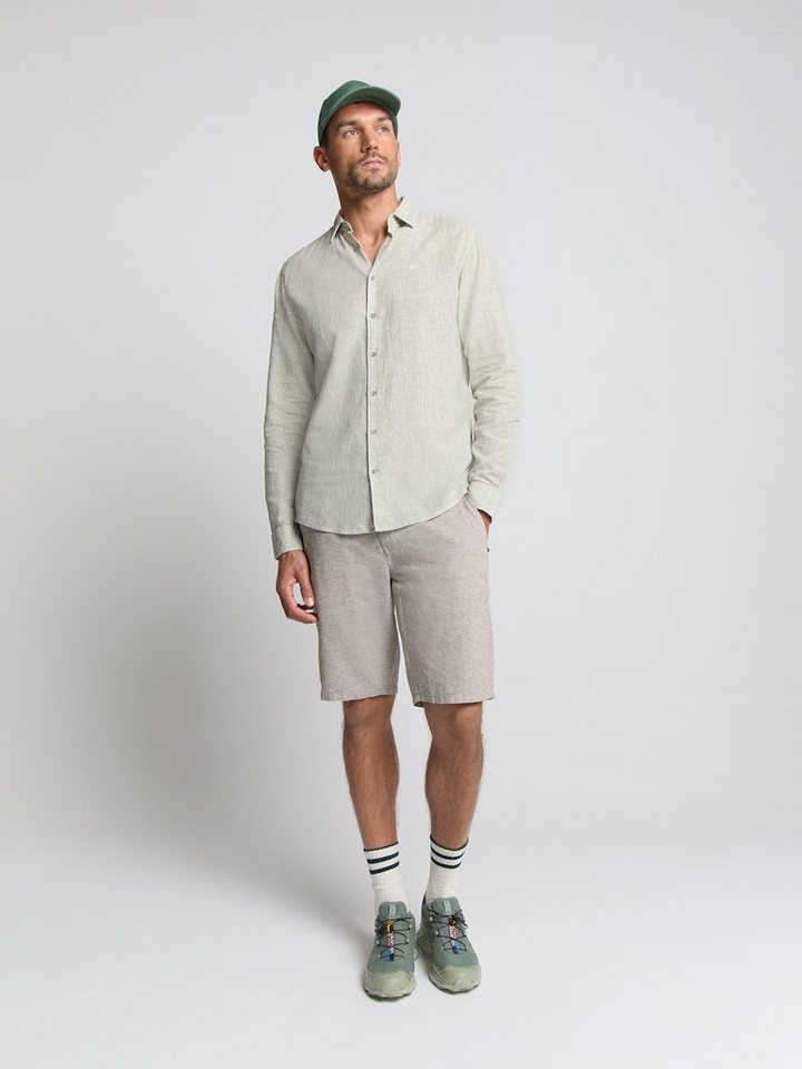 NO EXCESS Flanellhemd Shirt Verical small stripes With Linen GREEN von NO EXCESS