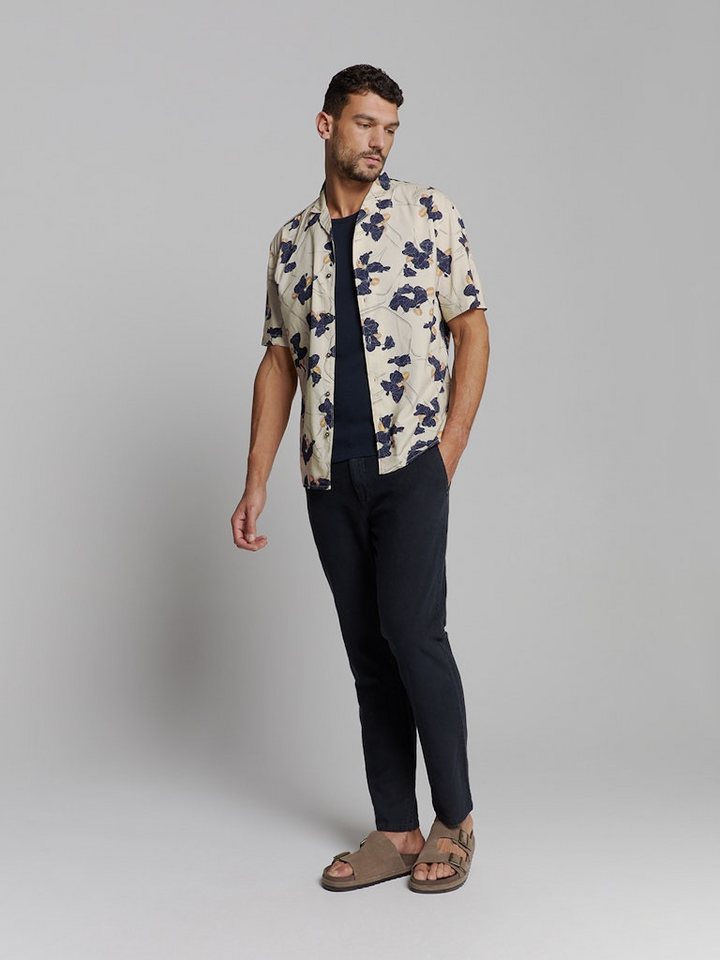 NO EXCESS Kurzarmhemd Shirt Short Sleeve Revers Collar Allover Printed Cement von NO EXCESS