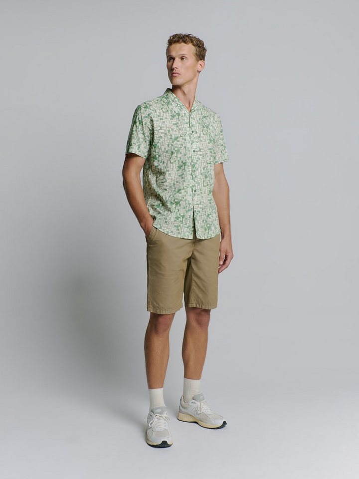 NO EXCESS Kurzarmhemd Shirt Short Sleeve Revers Collar Allover Printed GREEN von NO EXCESS