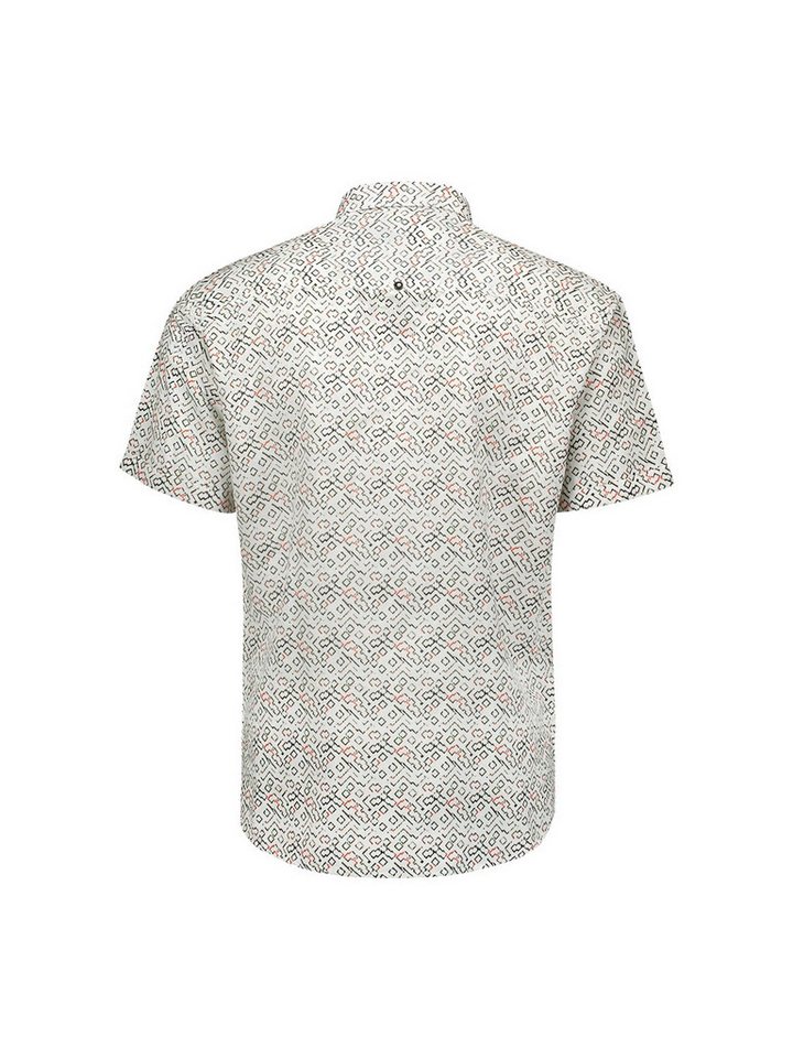 NO EXCESS Kurzarmshirt Shirt Short Sleeve Allover Printed With Linen von NO EXCESS