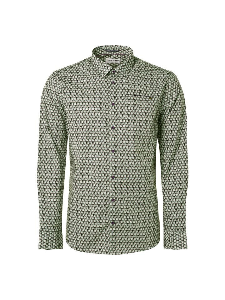 NO EXCESS Langarmhemd - Freizeithemd - Hemd - Shirt Stretch Allover Printed von NO EXCESS