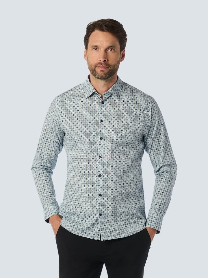 NO EXCESS Langarmhemd - Hemd mit Minimalprint - Herrenhemd Langarmhemd von NO EXCESS
