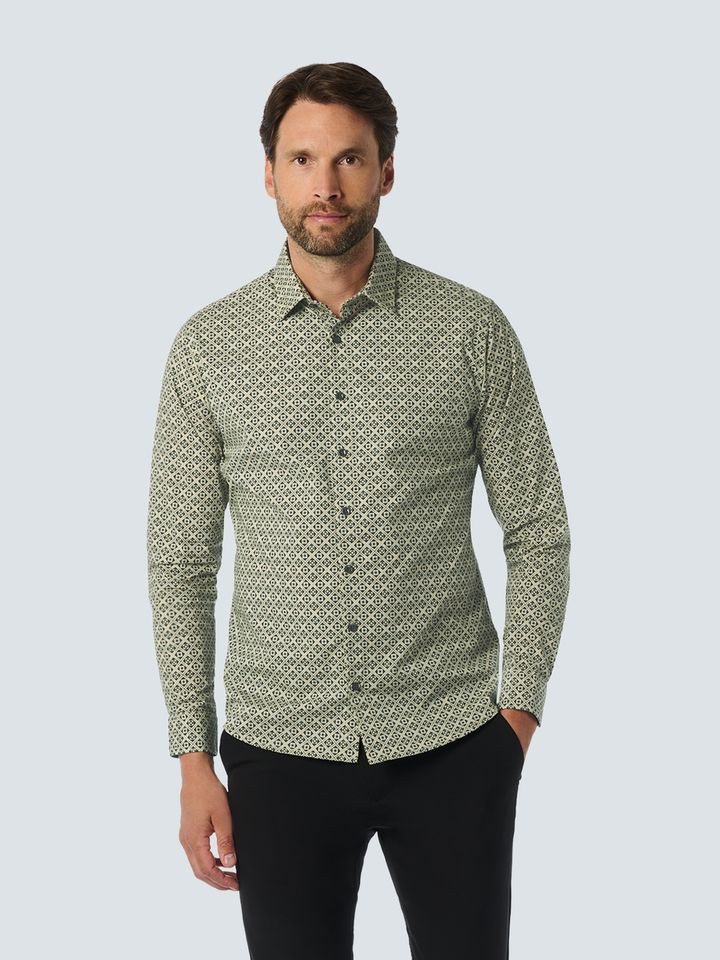 NO EXCESS Langarmhemd - Hemd mit Minimalprint - Herrenhemd Langarmhemd von NO EXCESS