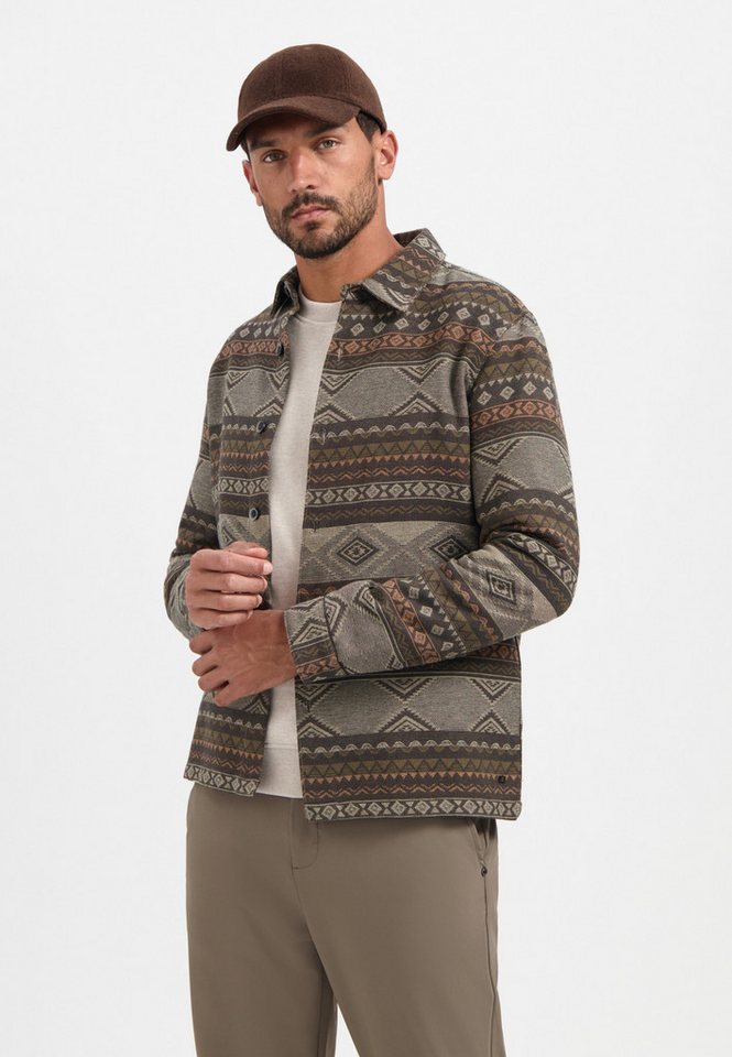 NO EXCESS Langarmhemd No Excess Jacquard-Overshirt mit Muster von NO EXCESS