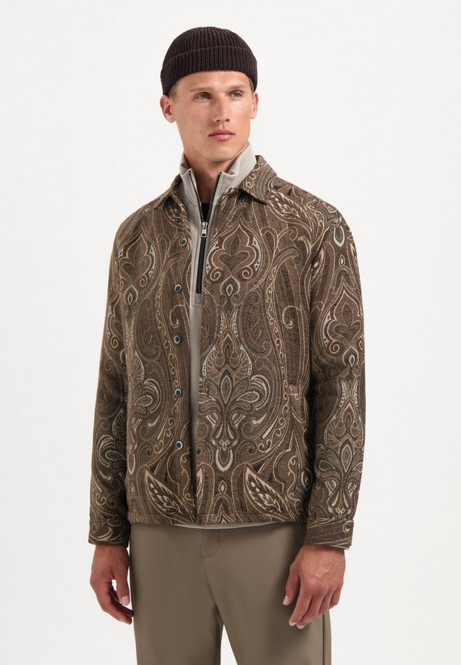 NO EXCESS Langarmhemd No Excess Jacquard-Overshirt mit Muster von NO EXCESS