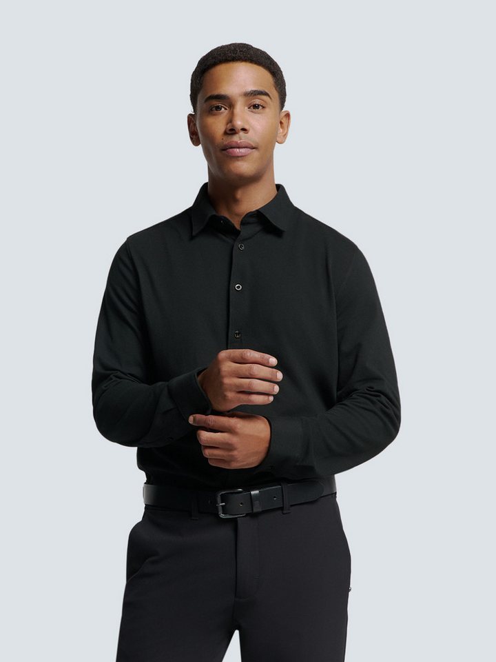 NO EXCESS Langarmhemd No Excess Piqué-Hemd von Timeless Basics von NO EXCESS