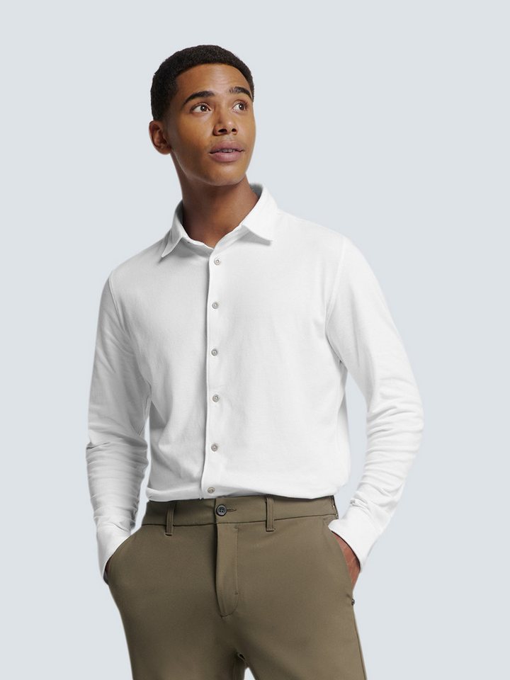 NO EXCESS Langarmhemd No Excess Piqué-Hemd von Timeless Basics von NO EXCESS