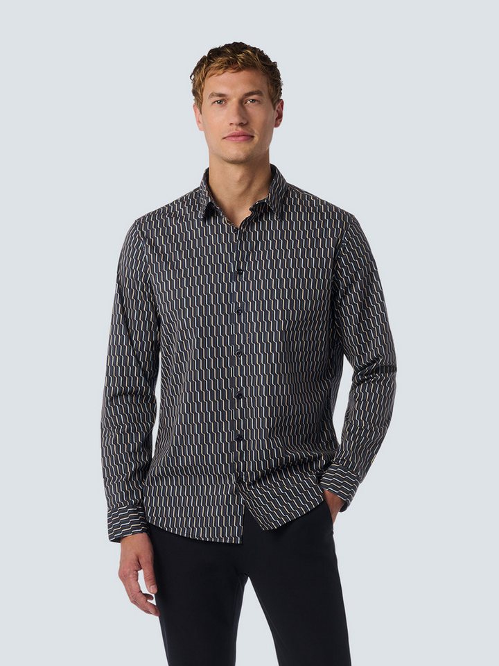 NO EXCESS Langarmhemd No Excess Stilvolles Winterhemd mit dynamischem Allover-Muster von NO EXCESS