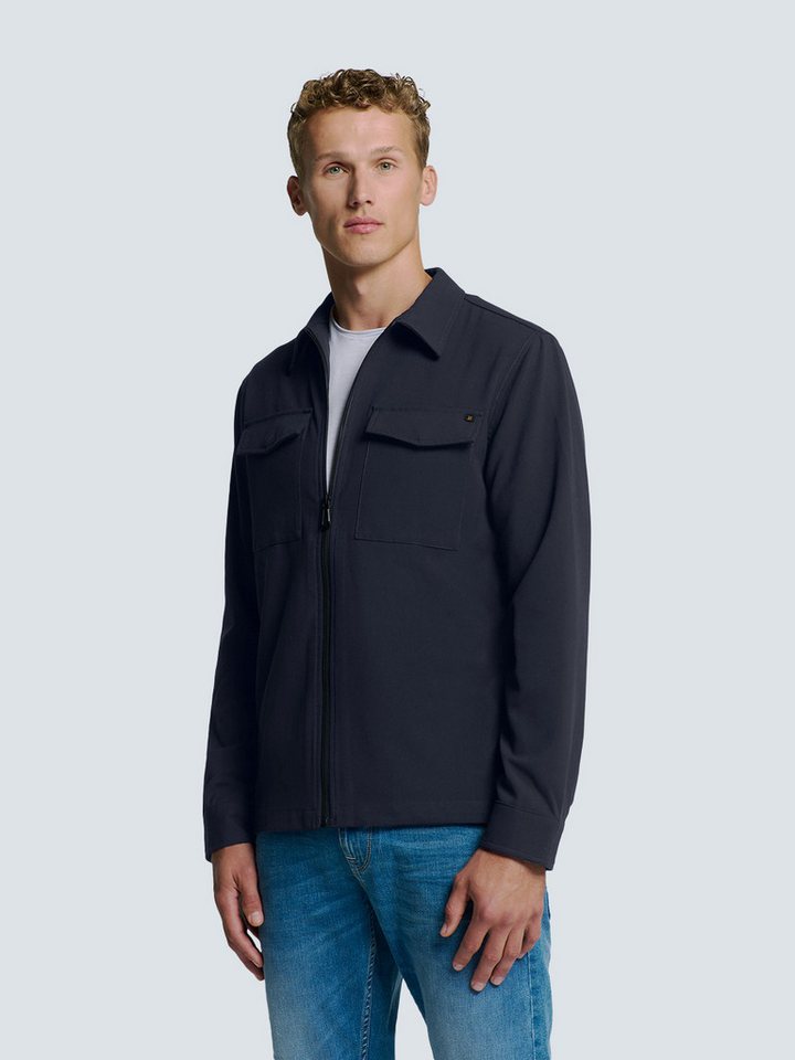 NO EXCESS Langarmhemd No Excess Stretch Overshirt mit Reißverschluss von NO EXCESS