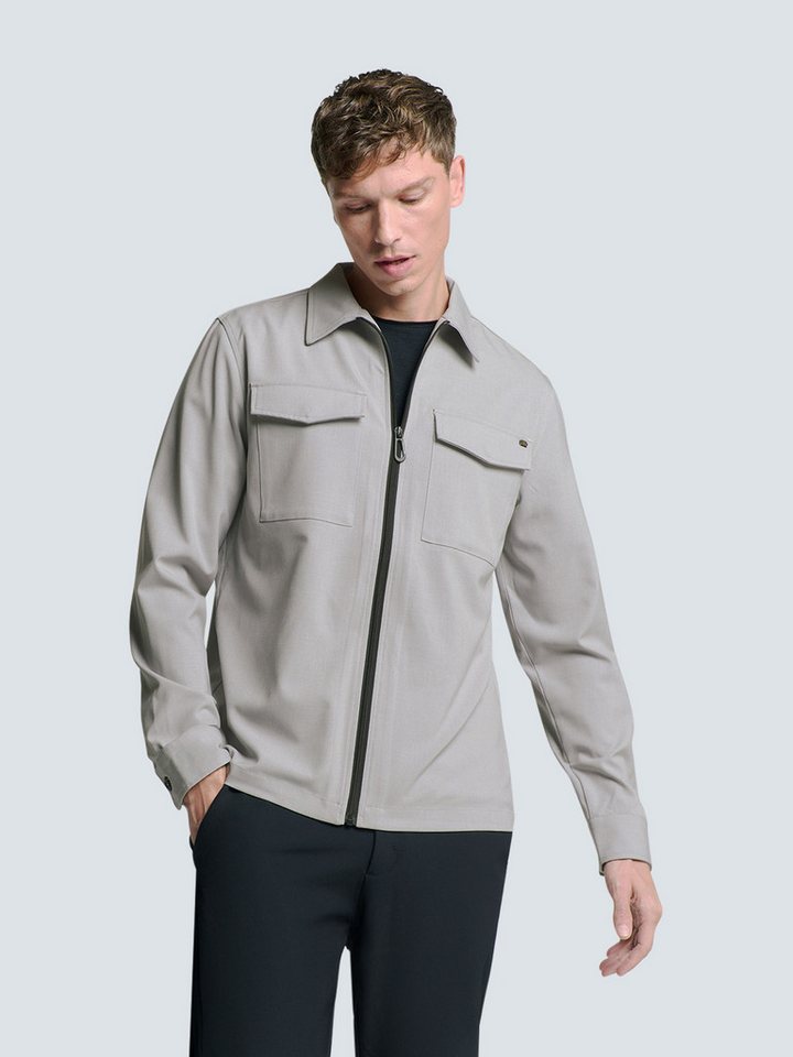 NO EXCESS Langarmhemd No Excess Stretch Overshirt mit Reißverschluss von NO EXCESS