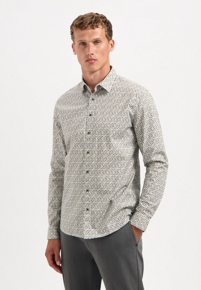 NO EXCESS Langarmhemd No Excess Stretchhemd mit Print von NO EXCESS
