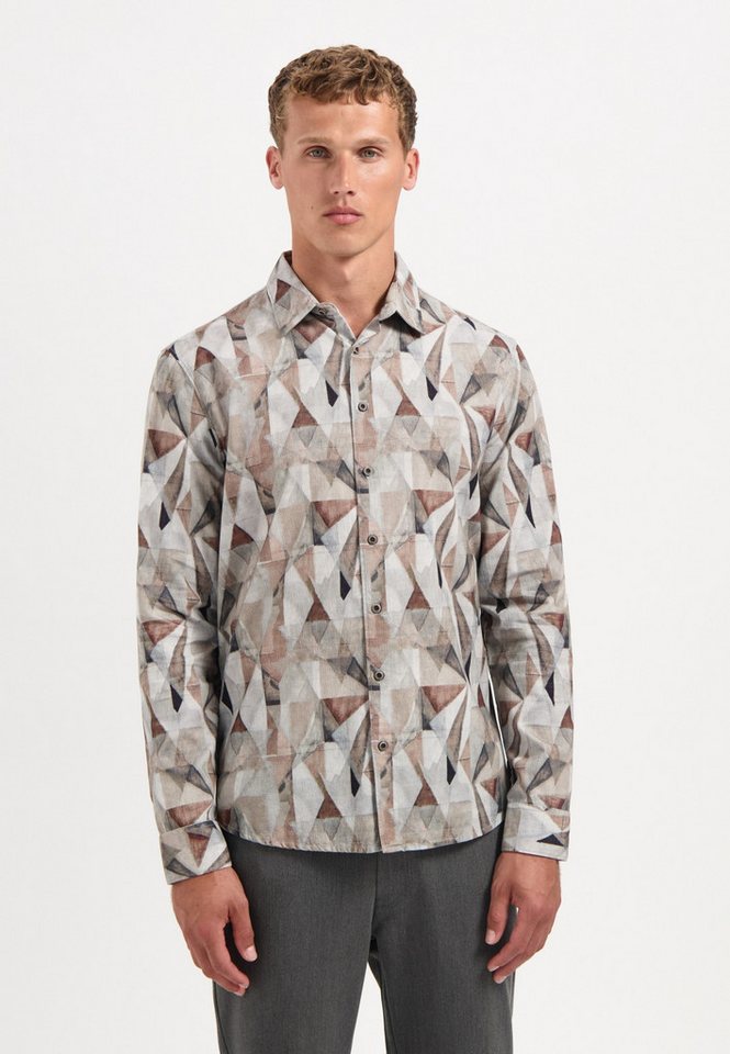 NO EXCESS Langarmhemd No Excess Stretchhemd mit Print von NO EXCESS