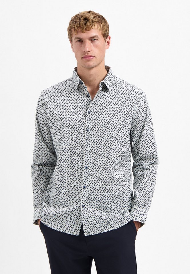 NO EXCESS Langarmhemd No Excess Stretchhemd mit Print von NO EXCESS