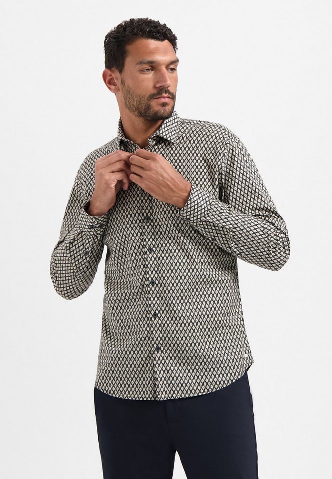 NO EXCESS Langarmhemd No Excess Stretchhemd mit Print von NO EXCESS