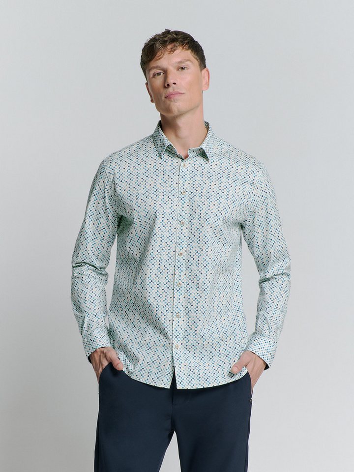 NO EXCESS Langarmhemd No Excess Stretchhemd Shirt Stretch Allover Printed von NO EXCESS