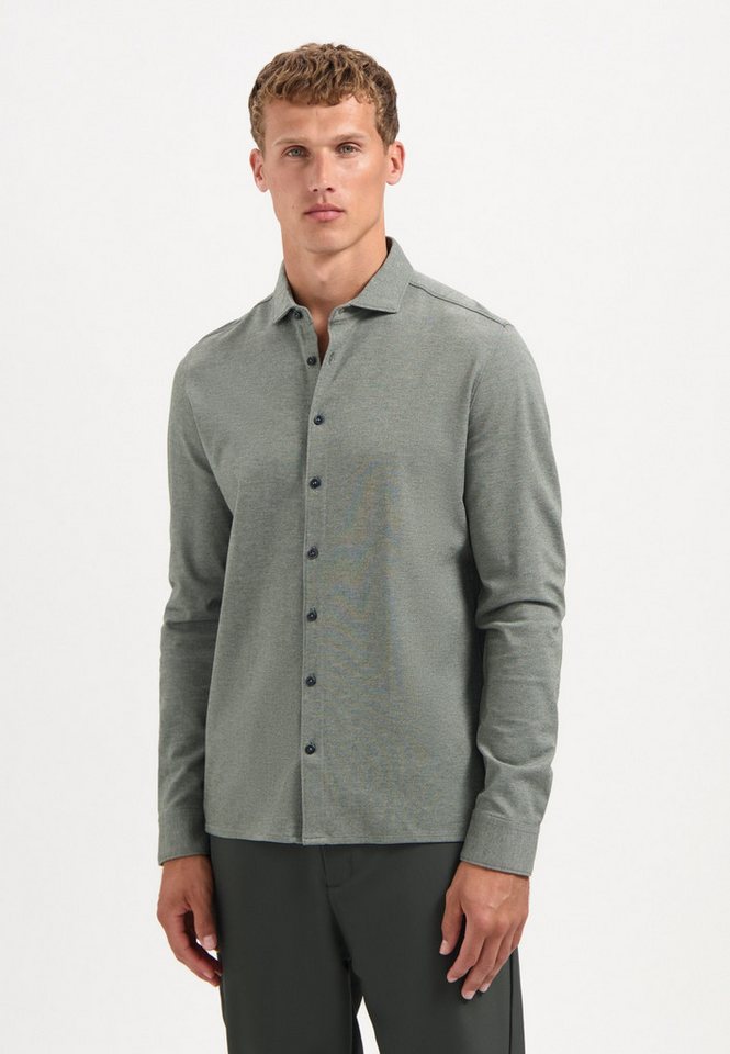 NO EXCESS Langarmhemd Regular-Fit Melange-Jerseyhemd - Regular Fit von NO EXCESS