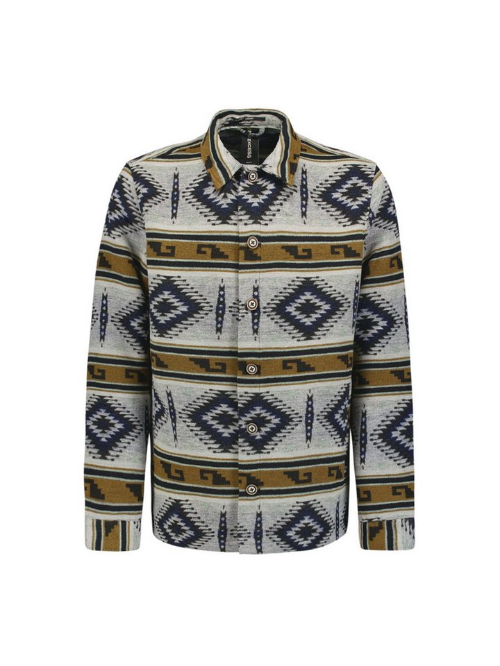 NO EXCESS Langarmshirt Overshirt Button Closure Pattern von NO EXCESS