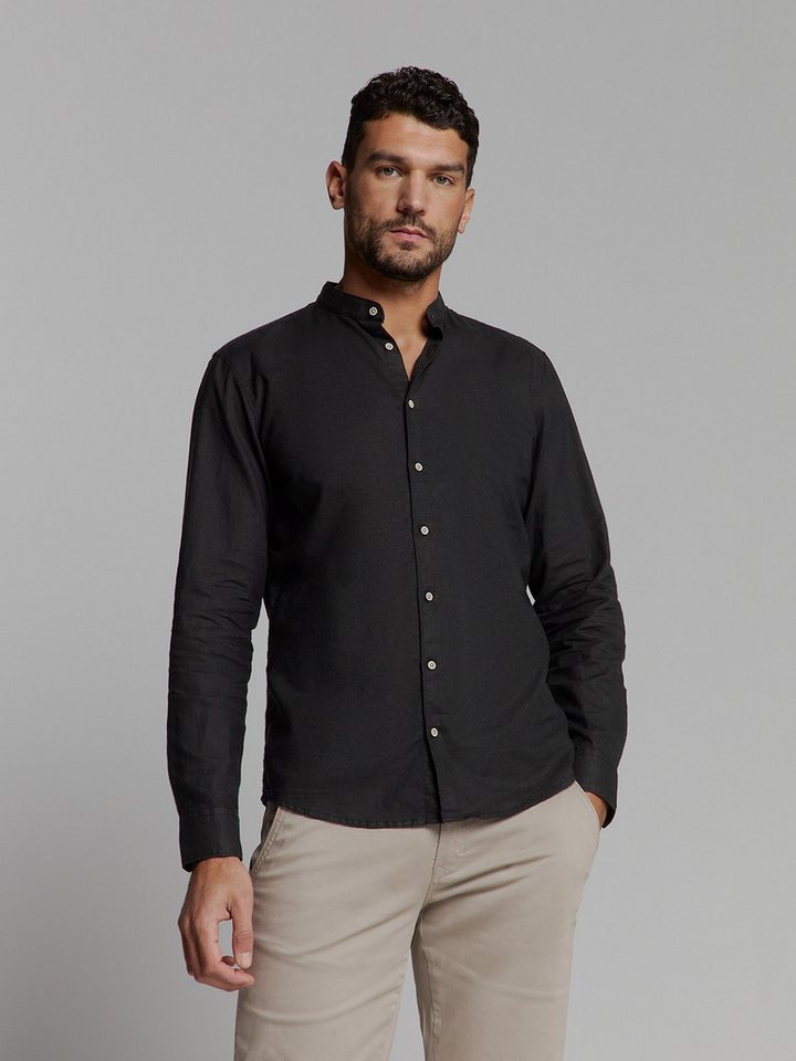NO EXCESS Leinenhemd - sommerliches Langarmhemd – Shirt Granddad Solid With Linen von NO EXCESS