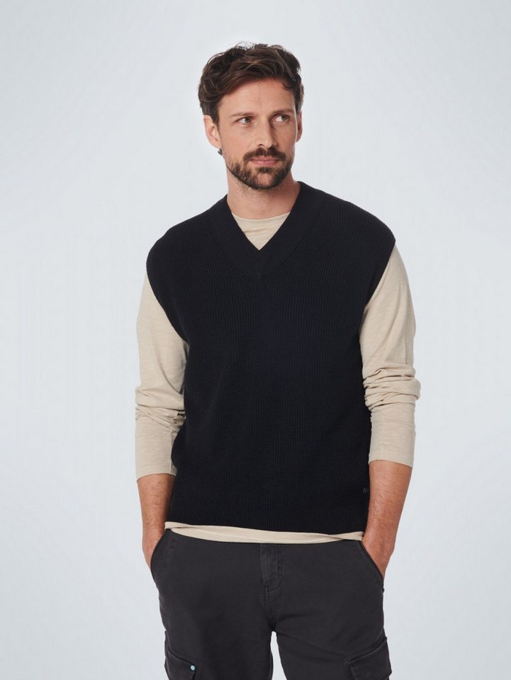 NO EXCESS Pullunder - einfarbig - Spencer V-Neck Relief Rib Jacquard with Wool von NO EXCESS