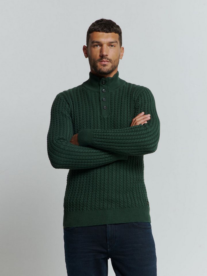 NO EXCESS Rollkragenpullover No Excess Jacquard-Pullover mit Halbknopfleiste von NO EXCESS