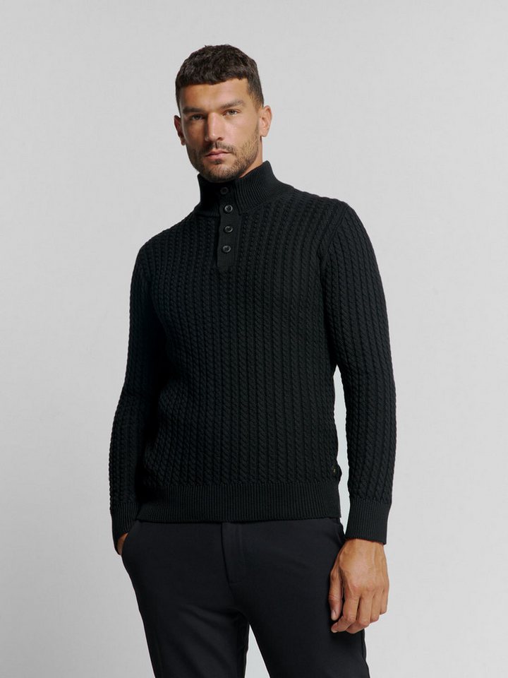 NO EXCESS Rollkragenpullover No Excess Jacquard-Pullover mit Halbknopfleiste von NO EXCESS