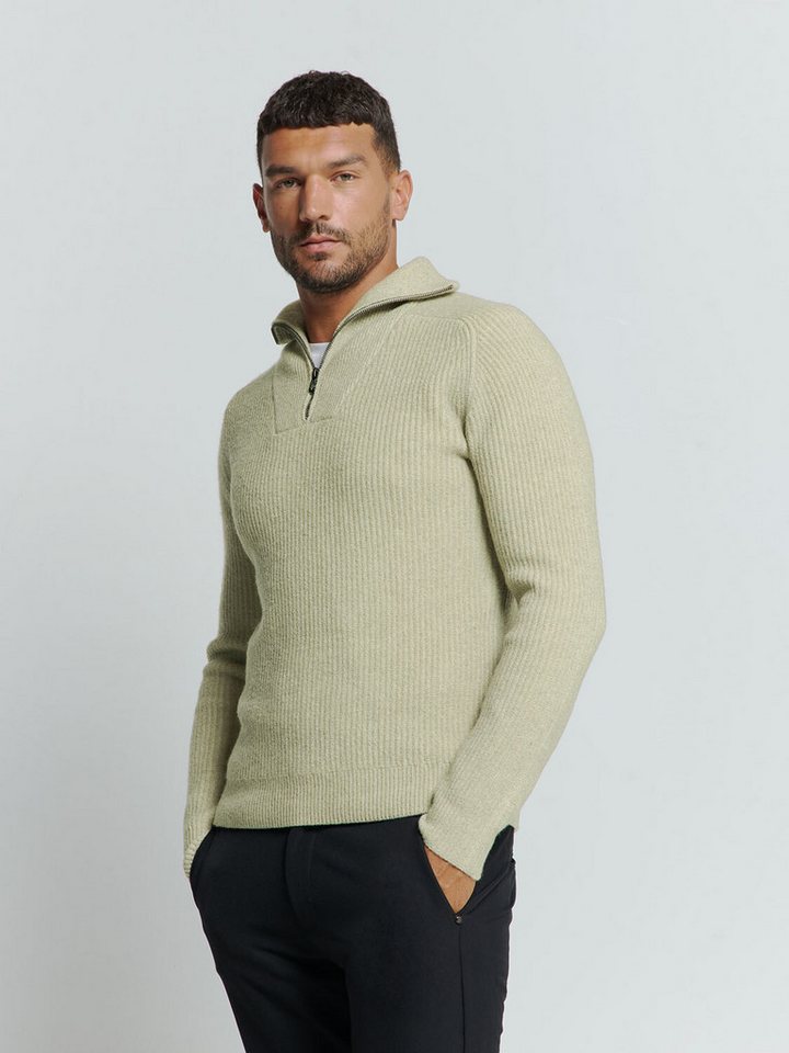 NO EXCESS Rollkragenpullover No Excess Pullover mit halbem Reißverschluss und Wolle von NO EXCESS