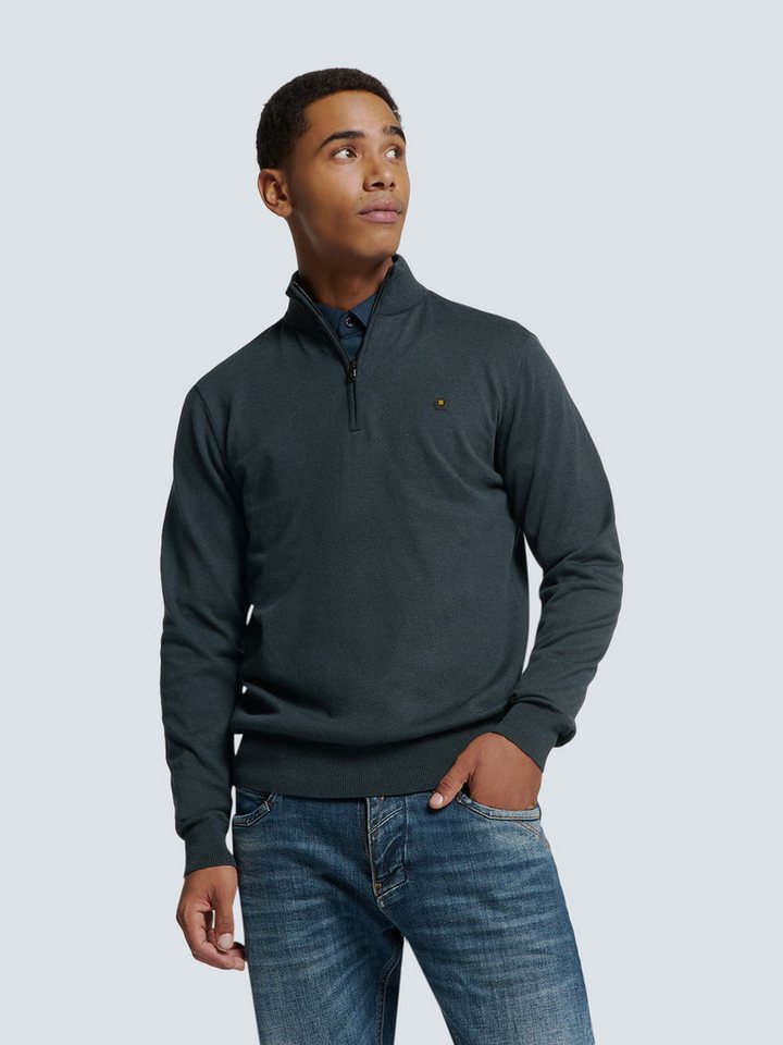 NO EXCESS Rundhalspullover No Excess Pullover mit halbem Reißverschluss von Timeless Basics von NO EXCESS