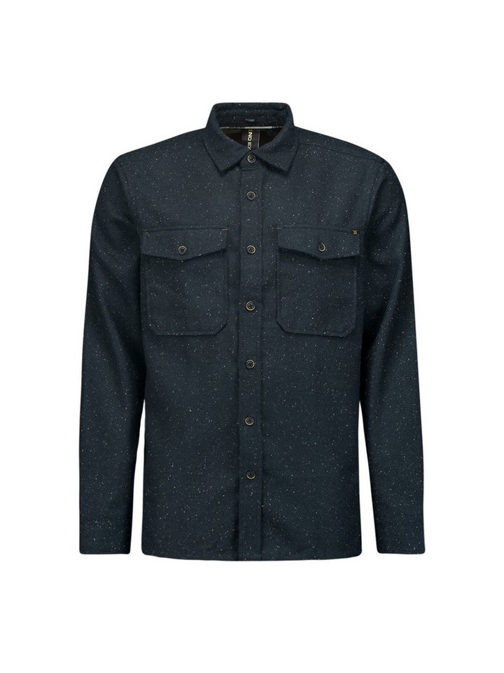 NO EXCESS Rundhalspullover Overshirt Button Closure Melange von NO EXCESS