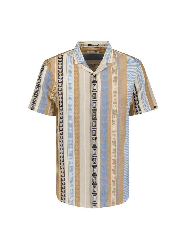 NO EXCESS Rundhalspullover Shirt Short Sleeve Revers Collar Multi Coloured Jacquard Pattern von NO EXCESS