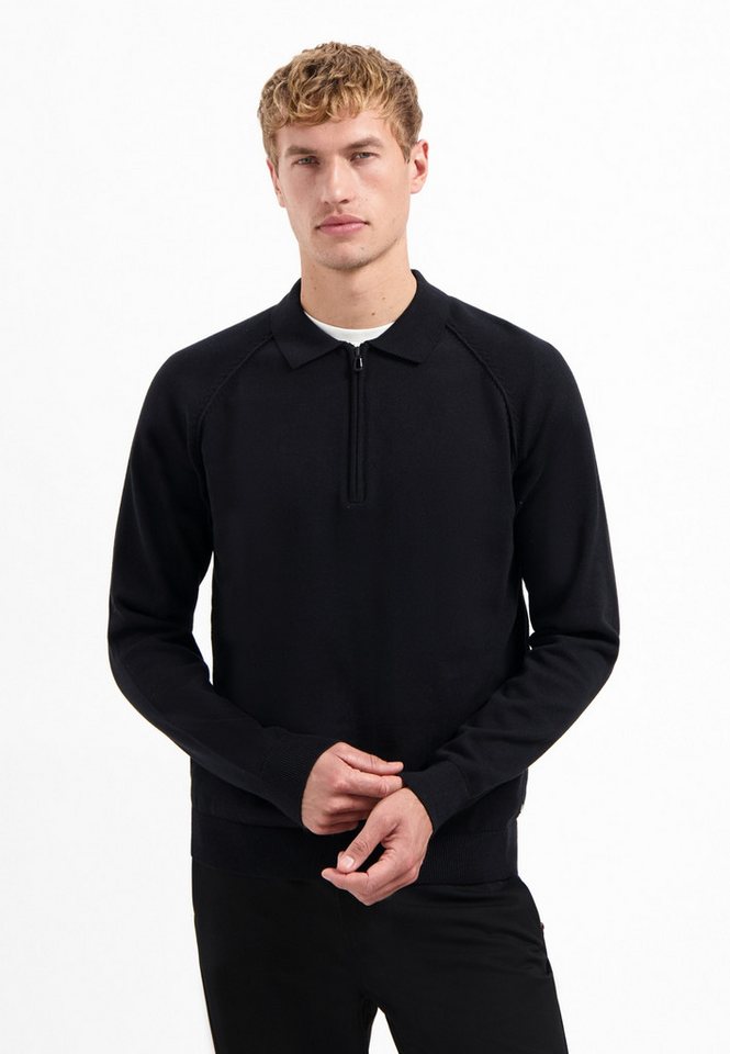 NO EXCESS Stehkragenpullover No Excess Half-Zip-Polo-Pullover Pullover Polo Half Zip Solid von NO EXCESS