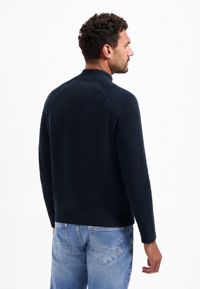 NO EXCESS Stehkragenpullover No Excess Melierter Half-Zip-Pullover von NO EXCESS