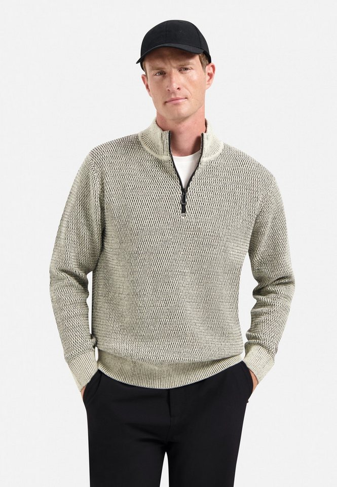 NO EXCESS Stehkragenpullover No Excess Melierter Half-Zip-Sweater von NO EXCESS